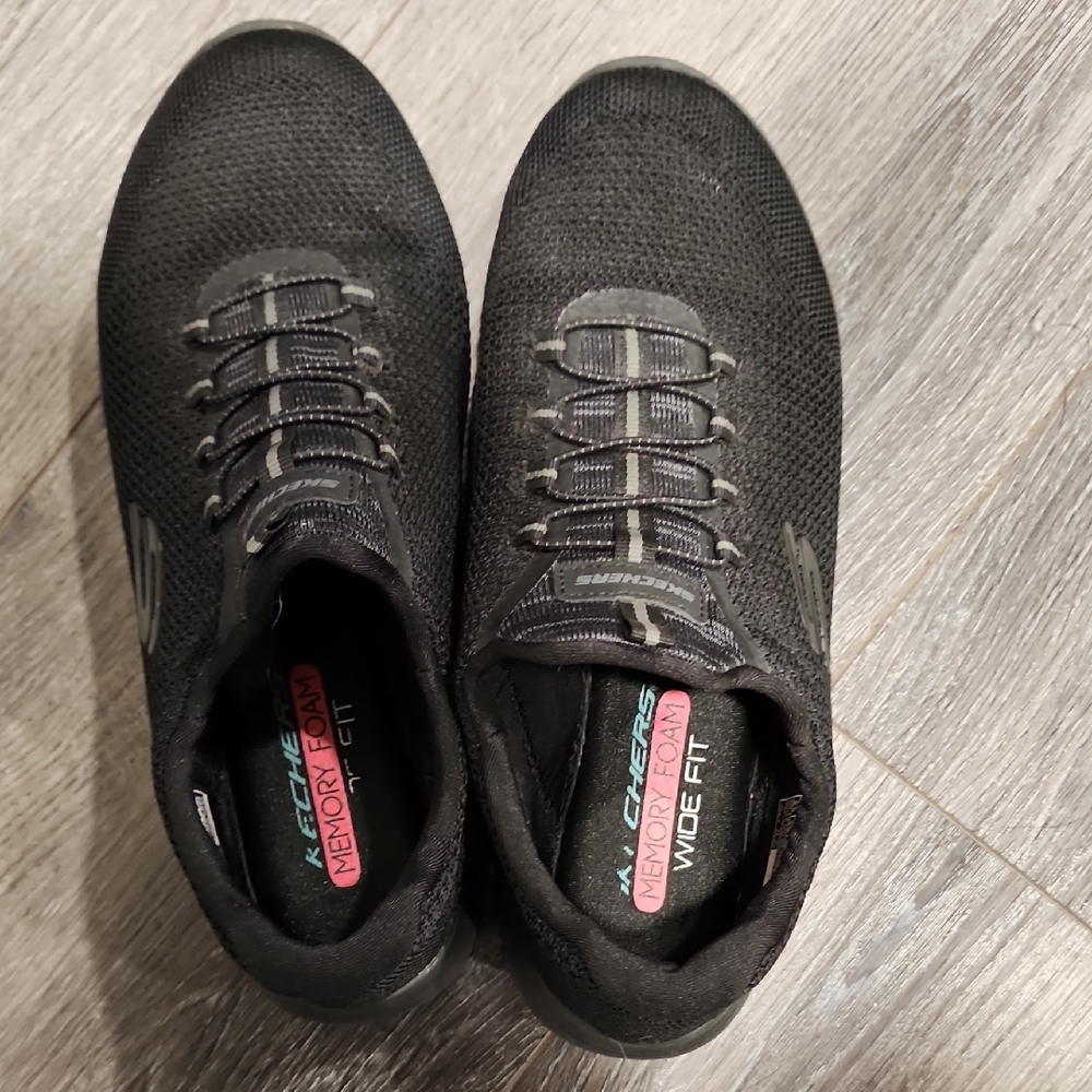 Skechers Black Slip On Sneakers - Wide Fit